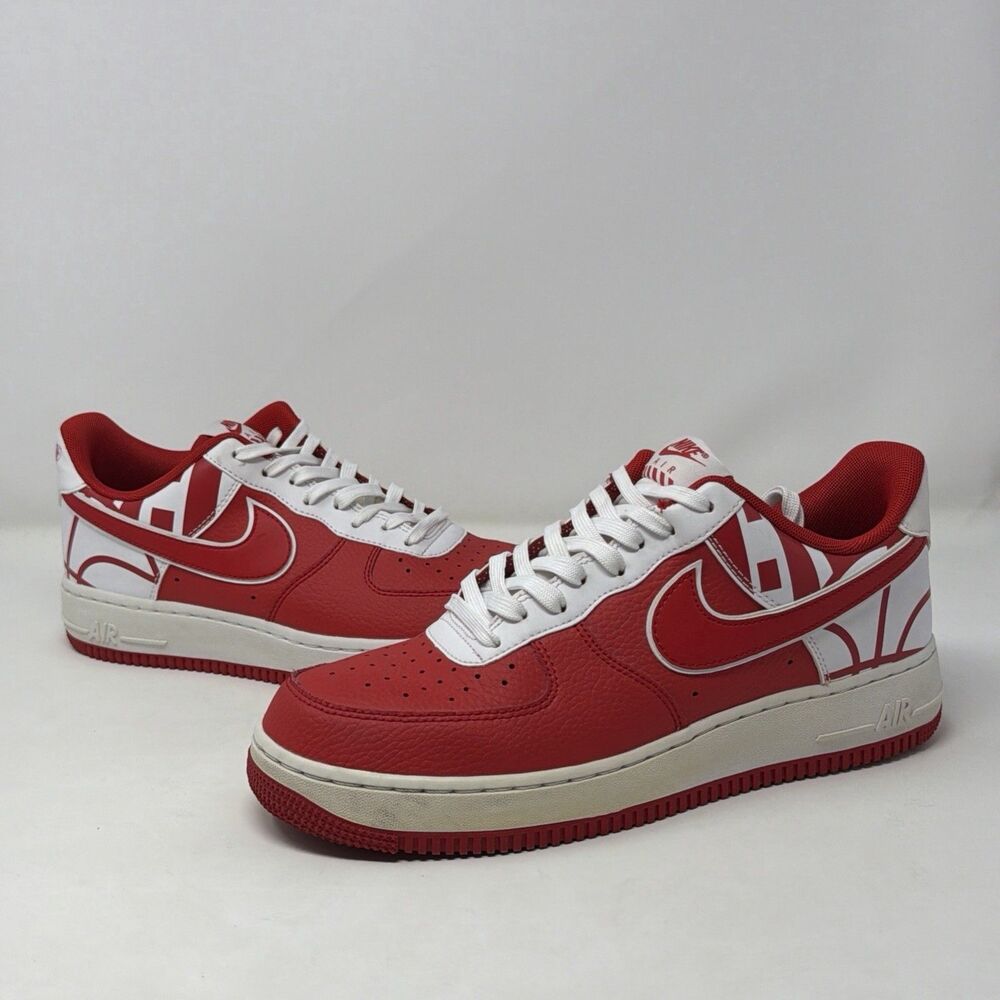 AUTH Nike Air Force 1 Low Logo Pack Red White 823511-608 Men 8.5